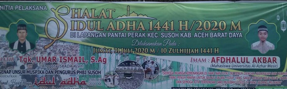 Tgk. Umar Ismail, Khatib Khutbah Shalat Idul Adha 1441 H di Lapangan Pantai Perak Susoh