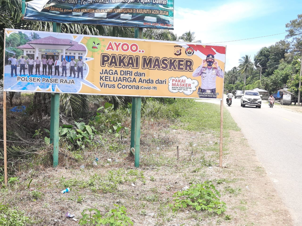 Cegah Penyebaran Covid-19, Polsek Pasie Raja Pasang Spanduk Himbauan