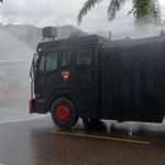Satuan Brimob Polda Aceh Semprot Disinfectant Di Puskesmas Ladang Rimba, Ini Pesan Kompol Hari