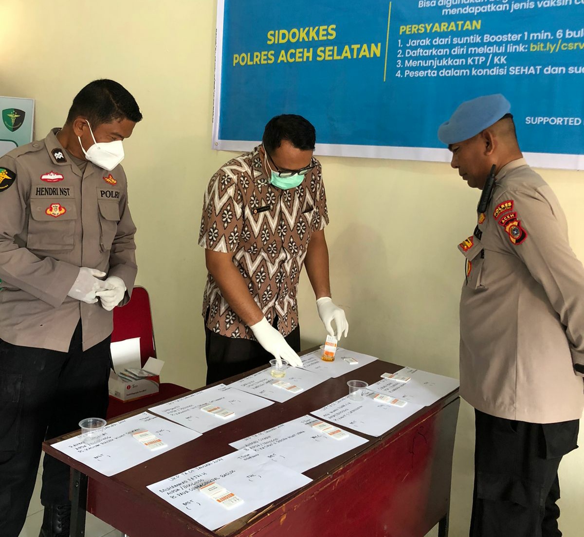 25 Personil Polres Aceh Selatan Jalani Tes Urine Untuk UKP Periode I Januari 2024