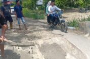 Masyarakat bersama Camat Blangpegayon Tambal Jalan Berlobang di Bener Baru