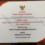 Kabupaten Aceh Selatan Dapat Penghargaan Dari Wakil Presiden RI