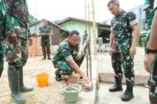 Danrem 012/TU Pasang Batu Bata Pertama Pembangunan Perumahan Prajurit Kodim 0107/Asel
