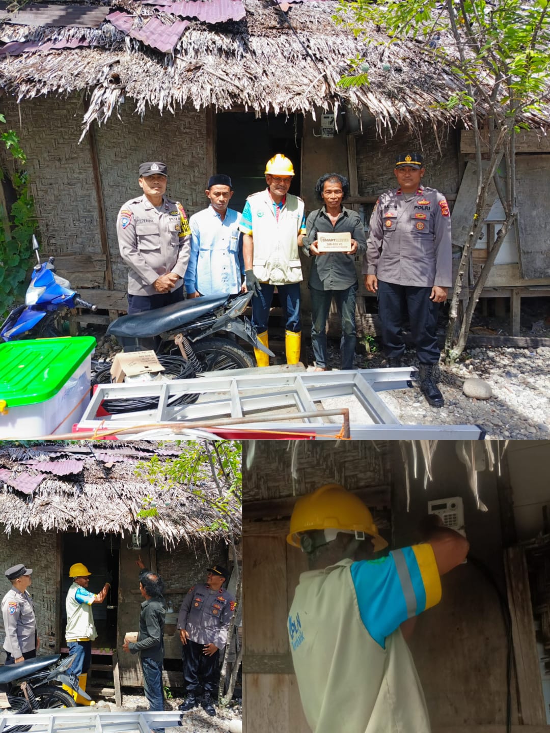 Peringati Hari Bhayangkara 78, Kapolsek Labuhan Haji Pasang Instalasi Listrik  Di Rumah Warga