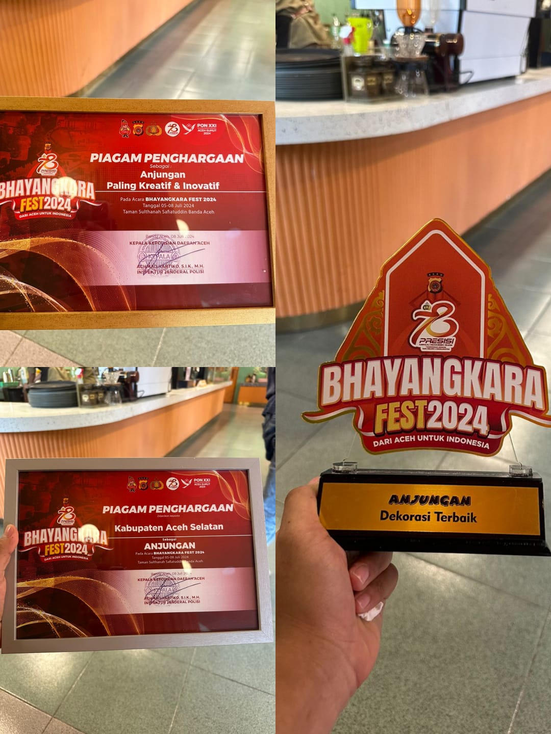 Anjungan Aceh Selatan Mendapat Penghargaan Sebagai Anjungan Paling Kreatif dan Inovatif Bhayangkara Fest 2024