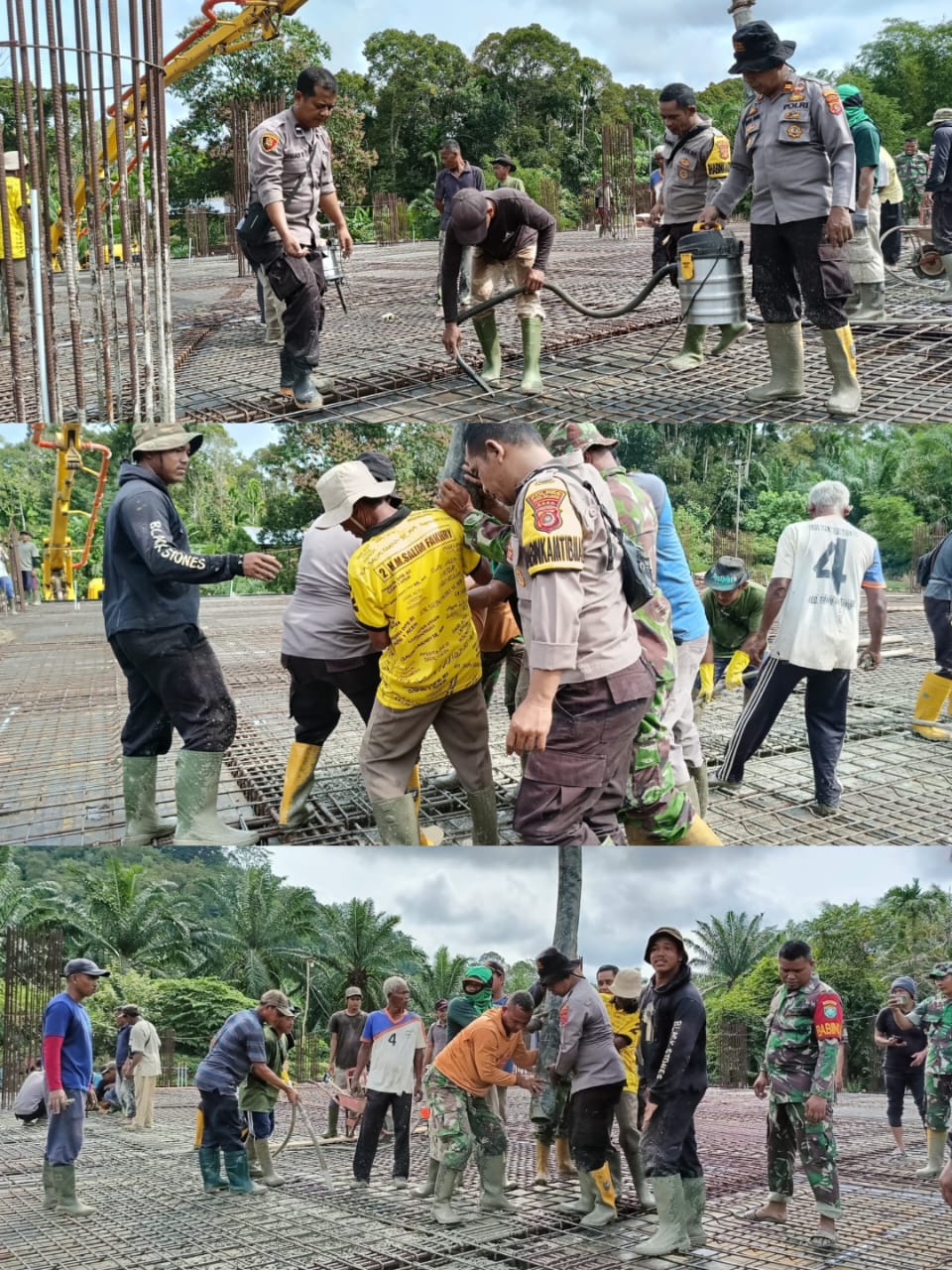 Polsek Trumon Timur Gotong Royong Bangun Masjid Bersama Warga