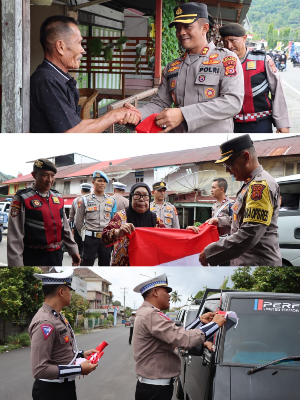 Kapolres Aceh Selatan Bagikan Bendera Merah Putih Kepada Masyarakat, Sambut Hari Kemerdekaan RI-79