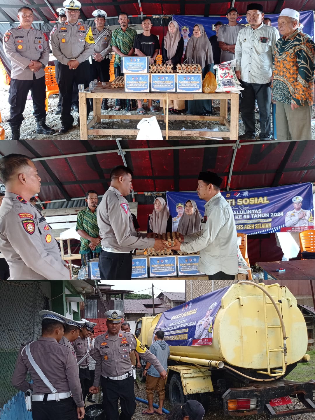 Peringatan Hari Lalu Lintas Bhayangkara ke-69, Satlantas Polres Aceh Selatan Gelar Bakti Sosial.