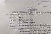 Ketua DPRK Aceh Selatan : Penyampaian visi misi dan program dari Pasangan calon Bupati dan wakil bupati Aceh Selatan Molor Karna Unsur Forkopimda Belum Hadir