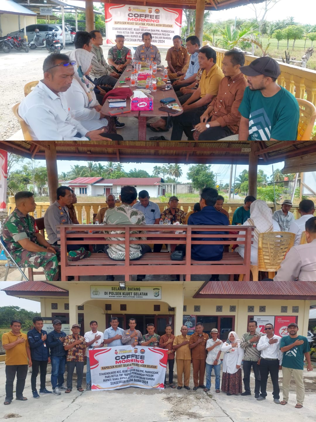 Coffe Morning bersama pejabat penyelenggara Pilkada,Kapolsek Kluet Selatan ajak Sukseskan Pilkada dengan Damai dan Kondusif