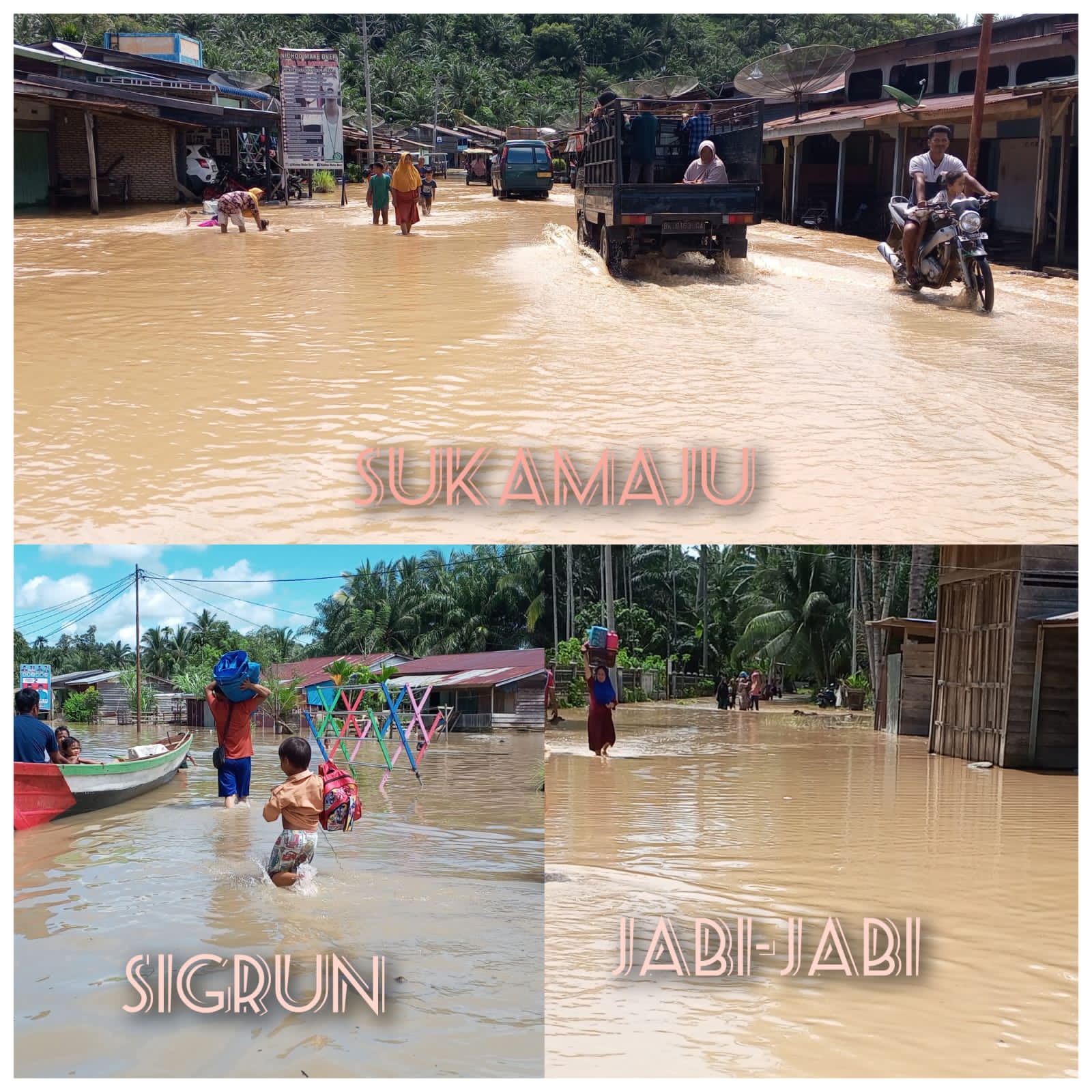 Banjir Di Tiga Desa, Kecamatan Sultan Daulat, Belum Turun Bahkan Berpotensi Tambah Naik.