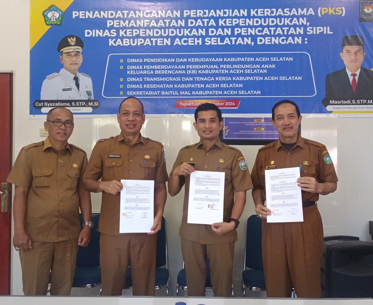 Disdukcapil dan 5 OPD Tandatangani (PKS) Pemanfaat data Kependudukan