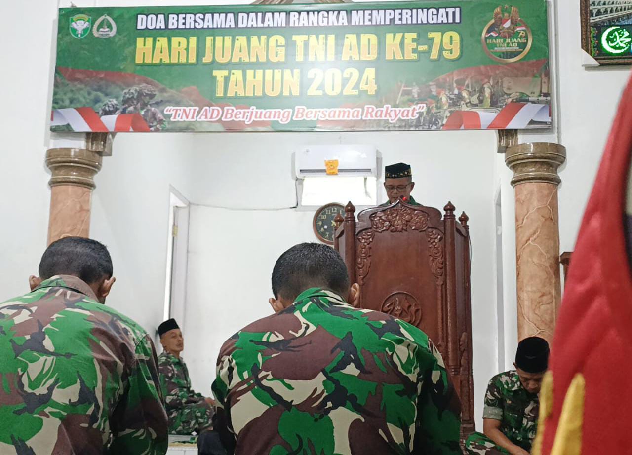 Semangat Juang TNI AD, Prajurit Kodim 0107/Asel Gelar Doa Bersama Sebagai Refleksi Diri dan Wujud Rasa Syukur Kepada Allah SWT