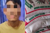 Sat Reskrim Polres Aceh Selatan Amankan Pria Pembawa Kabur  Beras di Labuhan Haji