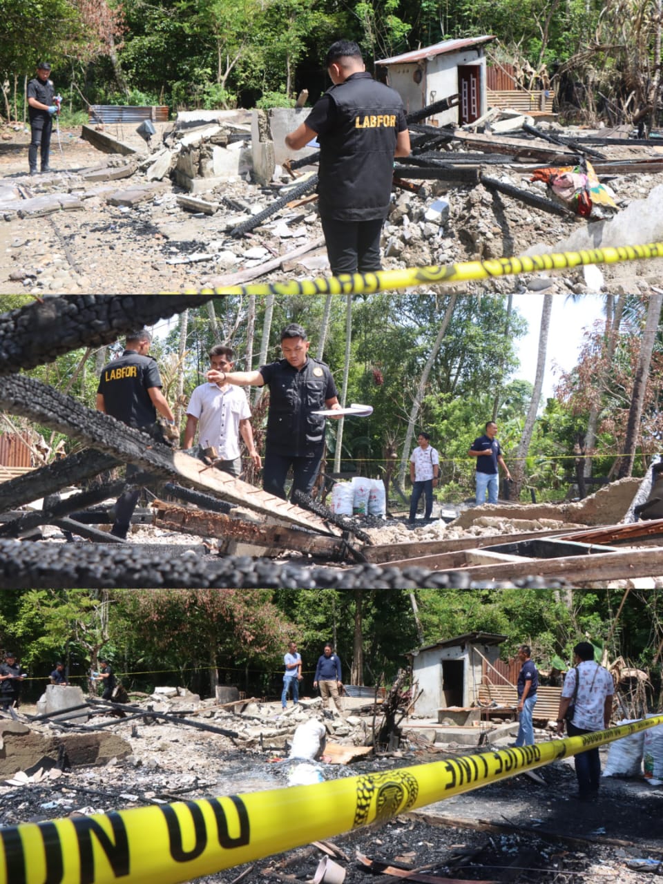 Sat Reskrim Polres Aceh Selatan bersama Tim Labfor Polda Sumatra Utara Olah TKP Dugaan Pembakaran dan Pengerusakan Rumah
