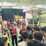 Personil Pospam Polres Aceh Selatan lakukan pengamanan Kedatangan Kapal Fery di Pelabuhan Penyeberangan Labuhan Haji