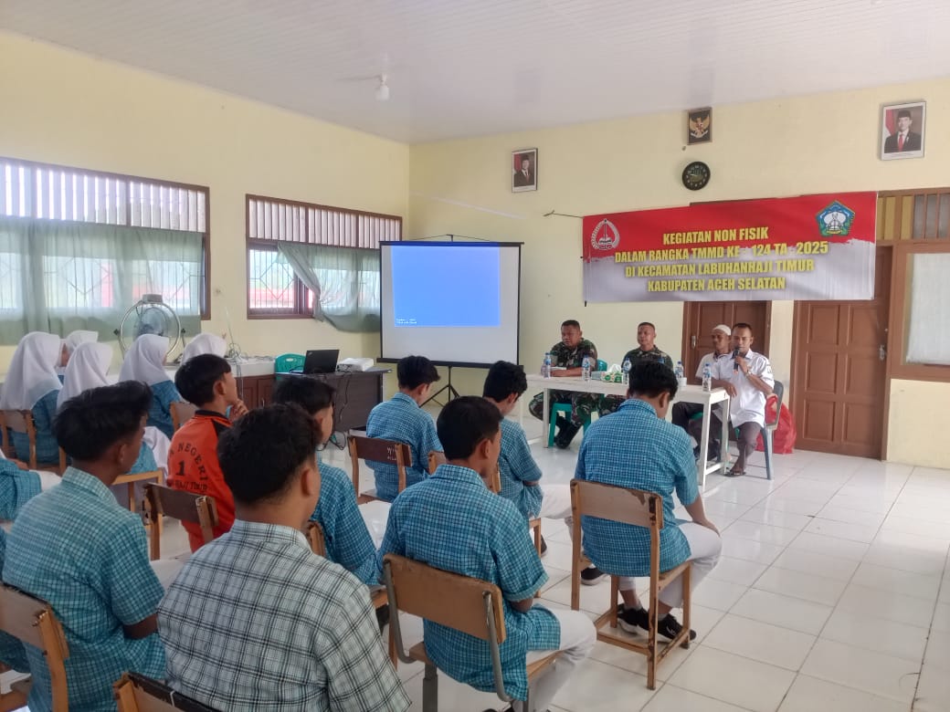 Satgas TMMD ke-124 Kodim 0107/Aceh Selatan Mulai Sasar Sasaran Non Fisik, Hari Ini Gelar Kegiatan Wawasan Kebangsaan di SMA Latim