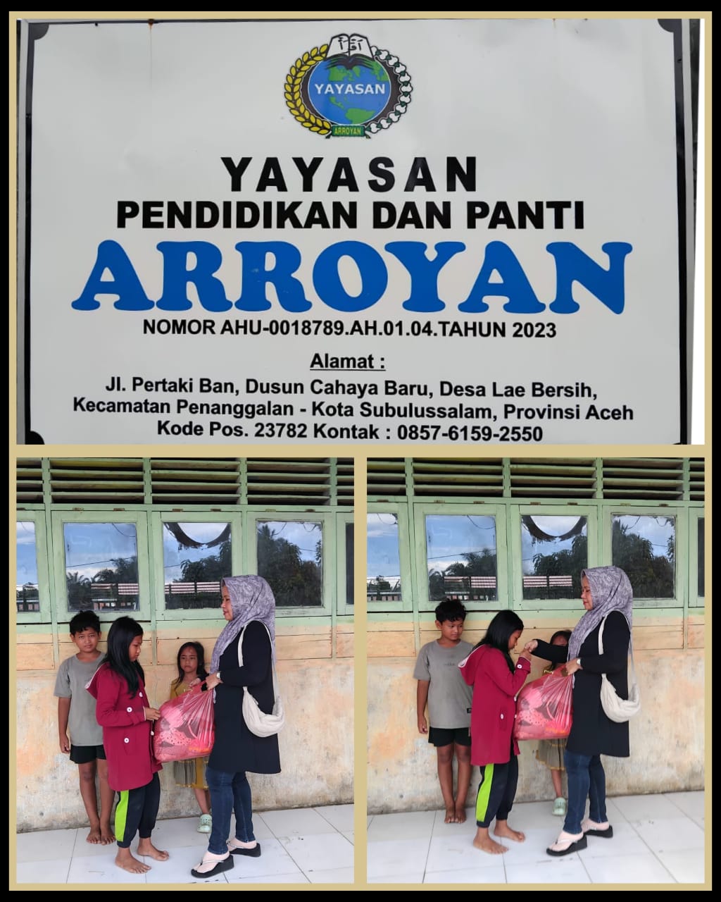 Jum’at Berkah : Ratna Dewi Idris Manik Sosok Seorang Ibu Sedang Memberikan Santunan Kepada Anak-anak Yatim Yang Tinggal Di Panti Aroyan