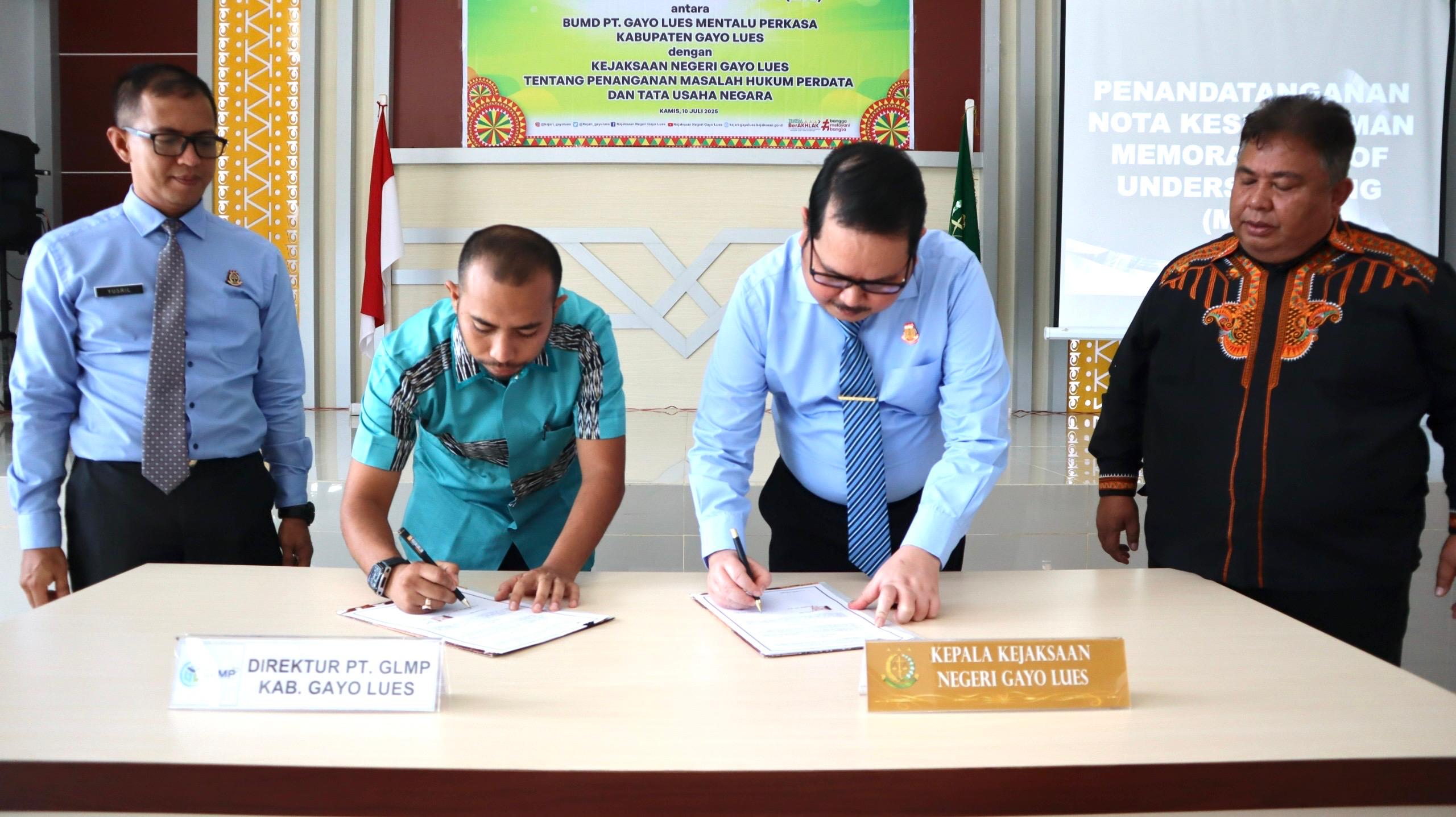 PT Gayo Lues Mentalu Perkasa Teken MoU dengan Kejaksaan Untuk Pendampingan Penanganan Hukum