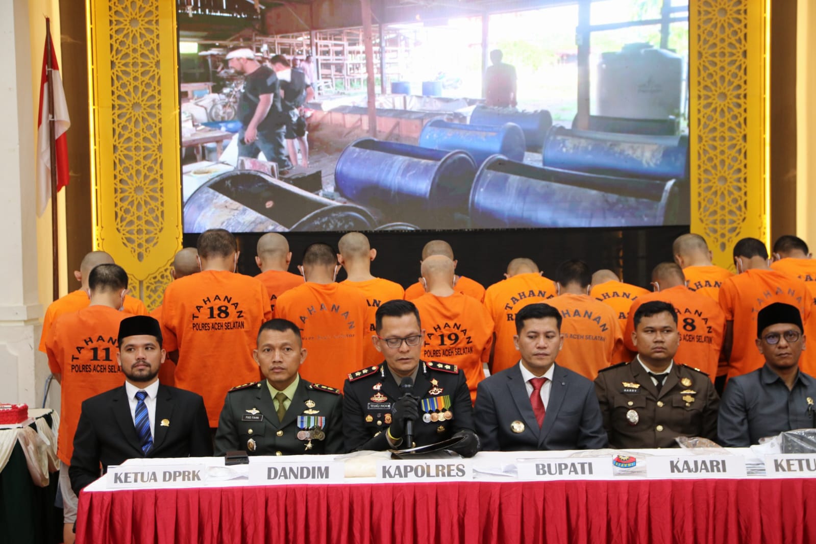 Dandim 0107/Aceh Selatan Hadiri Pers Rilis Pengungkapan Kasus 100 Hari Kerja Kapolres Aceh Selatan