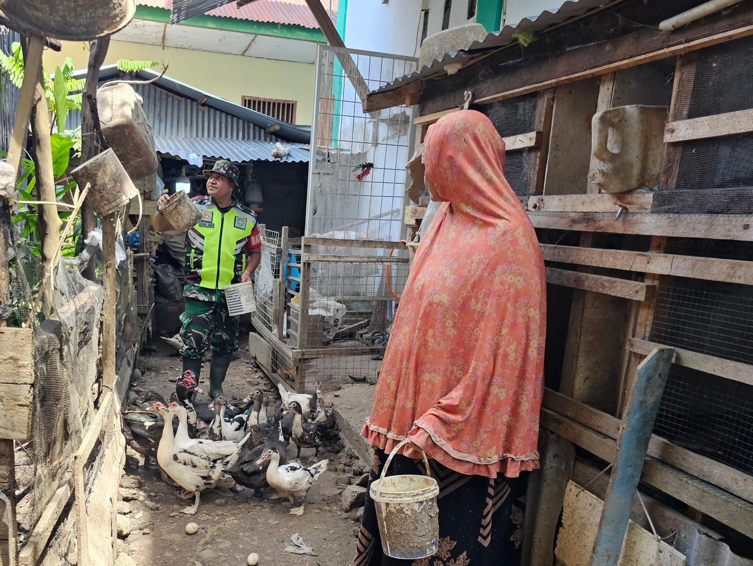 ‎Babinsa Koramil 13/Kluet Timur Dampingi Peternak Bebek di Wilayah Binaan