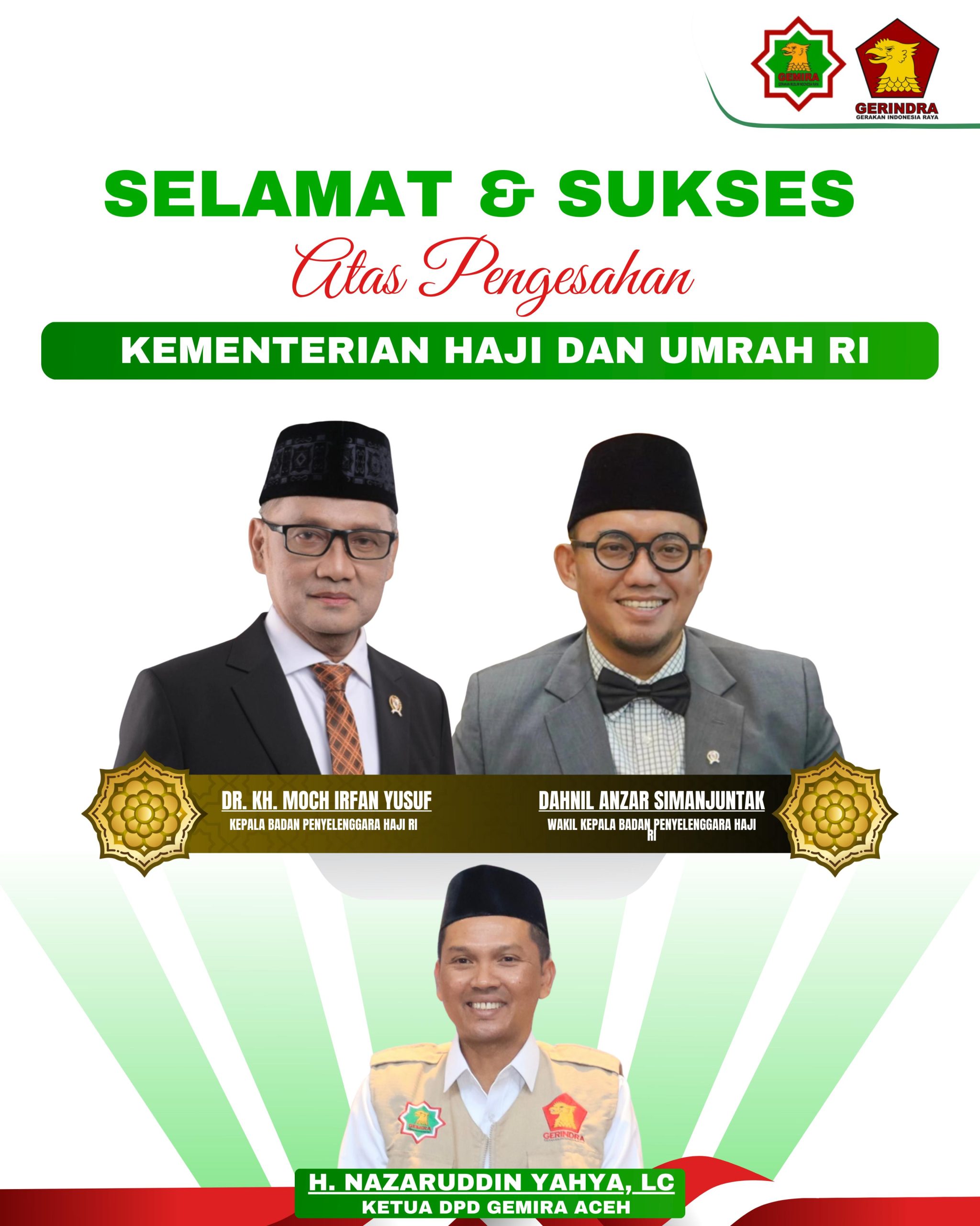 Indonesia Resmi Membentuk Kementerian Haji dan Umrah, Gemira Aceh Mendukung Gus Irfan Sebagai Menteri Haji