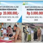 Baitul Mal Aceh Serahkan Bantuan Musibah Kebakaran Dayah Darul Amilin dan Rumah Warga di Aceh Selatan