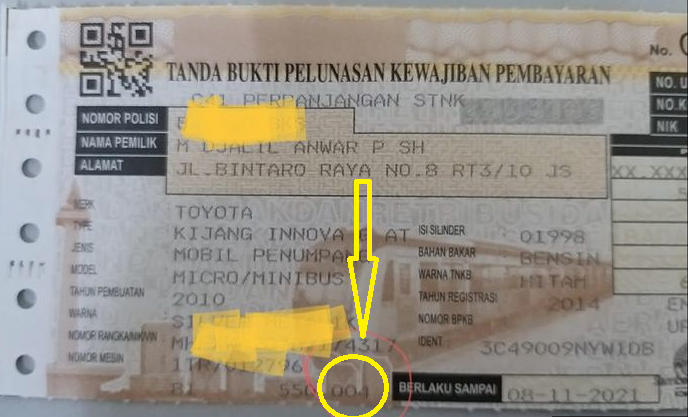 Bila Ditemui Kode Di STNK Seperti Ini , Dikenakan Pajak Mahal