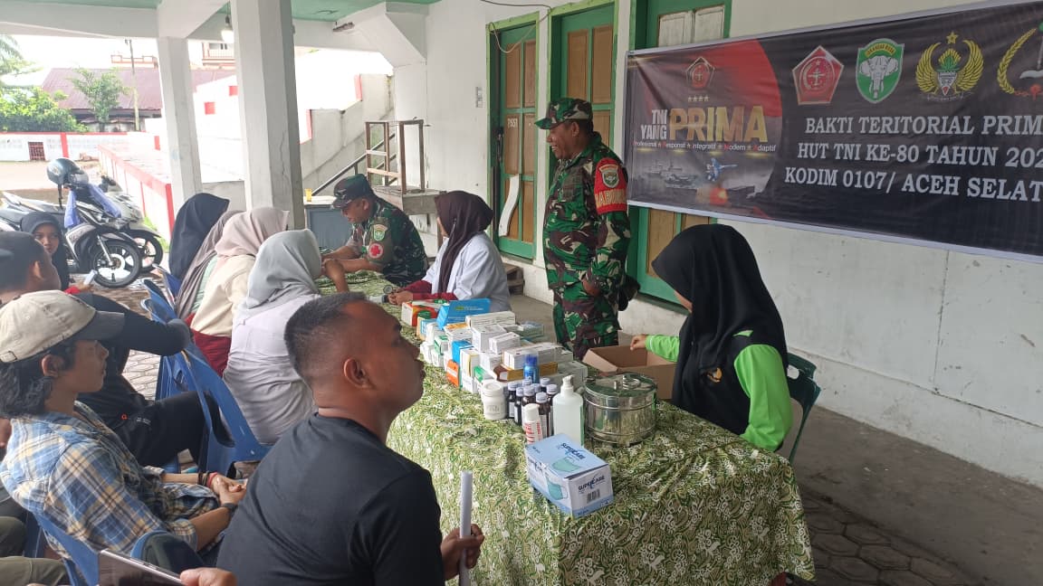 ‎Kodim 0107/Aceh Selatan Gelar Bhakti Kesehatan Sambut HUT ke-80 TNI Tahun 2025