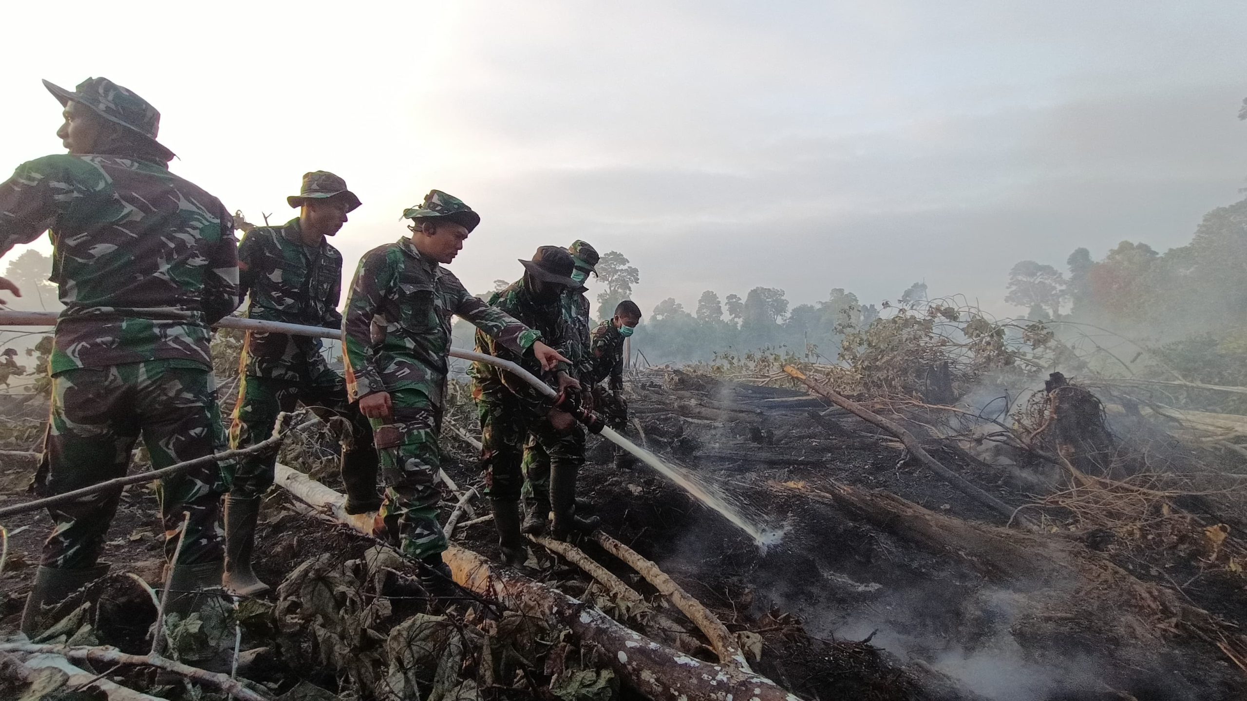 Padamkan Karhutla, Dandim 0107/Aceh Selatan Letkol Inf Andrino D.N. Lubis, S.Sos., Turun Langsung ke Titik Lokasi