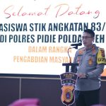 Kapolres Pidie Sambut Mahasiswa STIK Angkatan 83 dalam Kegiatan Pengabdian Masyarakat