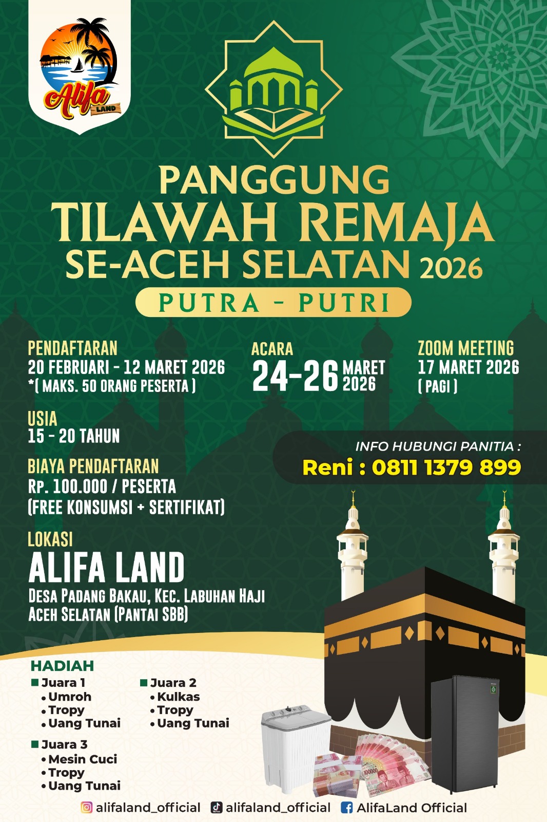 Gelar Panggung Tilawah Remaja 2026, Alifa Land siapkan Hadiah Umroh