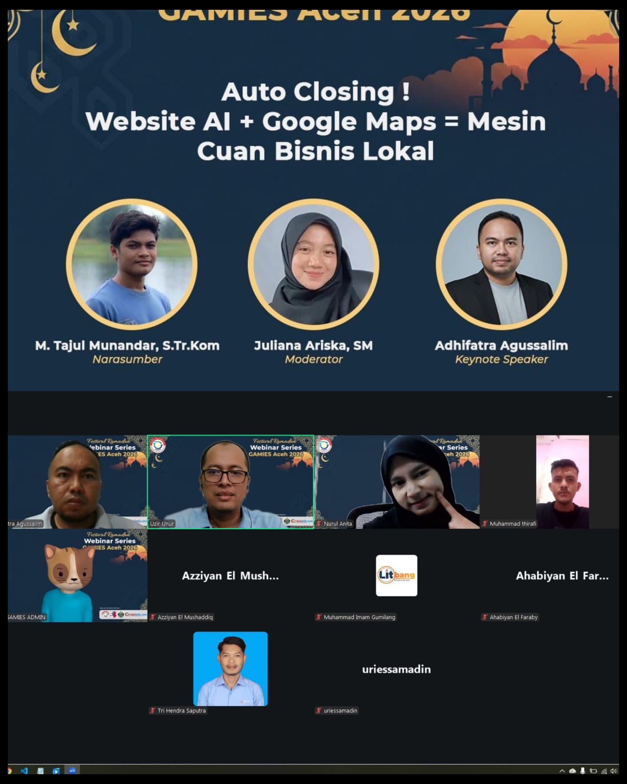 Webinar GAMIES Aceh Bahas Website dan Google Maps Jadi Mesin Cuan UMKM