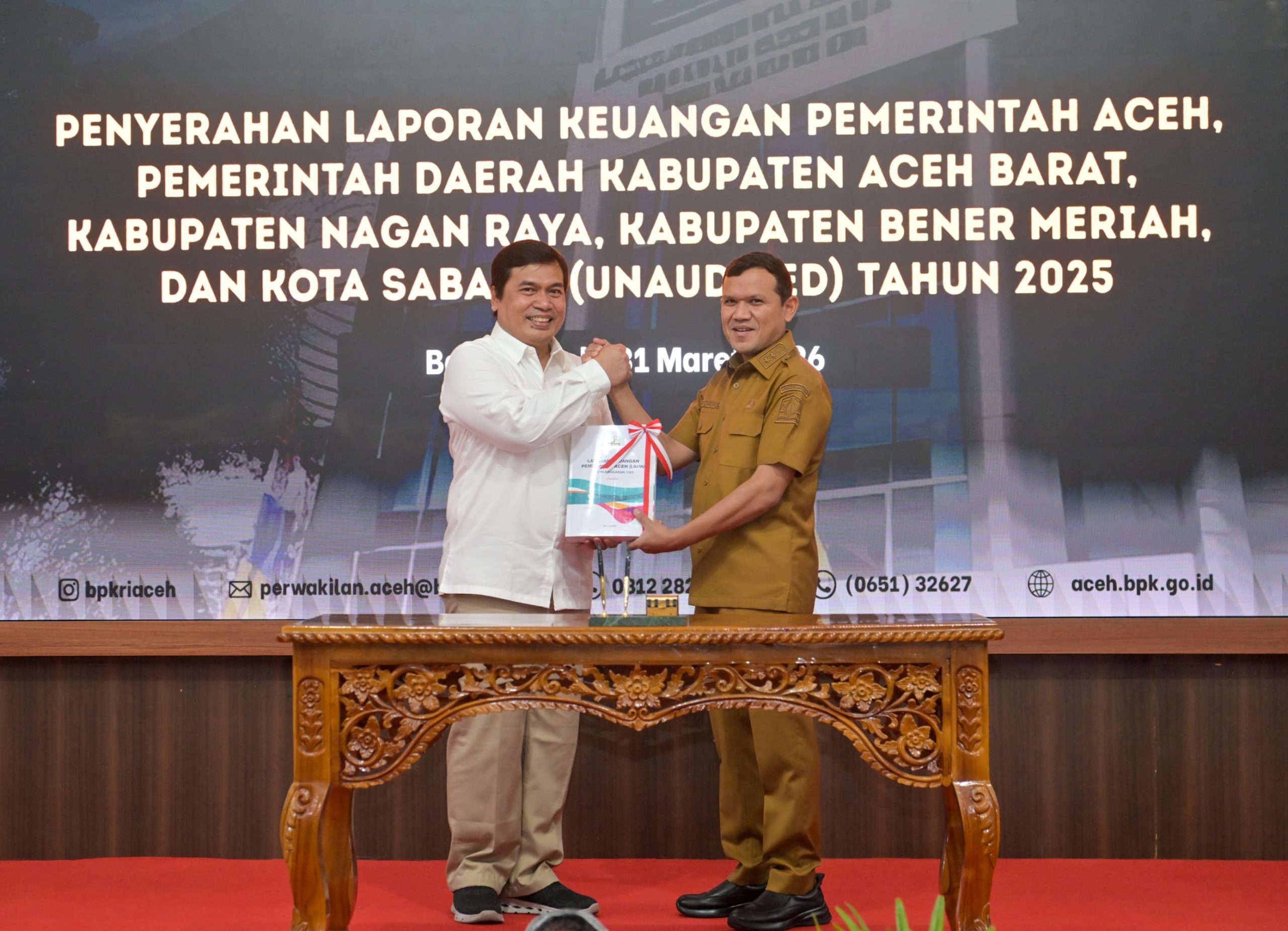 Serahkan Laporan Keuangan 2025, Wagub Aceh Perkuat Akuntabilitas Publik